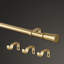 Ensemble de tringle à rideaux 1 po de diamètre Mode Premium avec embouts cylindriques cannelés et tringle ajustable murale en acier, or brossé-88146350-88146353