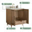 de salle de bain en bois massif de 3 pouces avec lavabo, finition café clair, style moderne autoportant pour des salles de bain élégantes