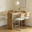 Ensemble de 4 pièces de chaise de bar en cuir de polyuréthane, jumelé à une table de bar à grain de bois, avec fonction de rangement, convient aux restaurants et aux cafés-1346811008