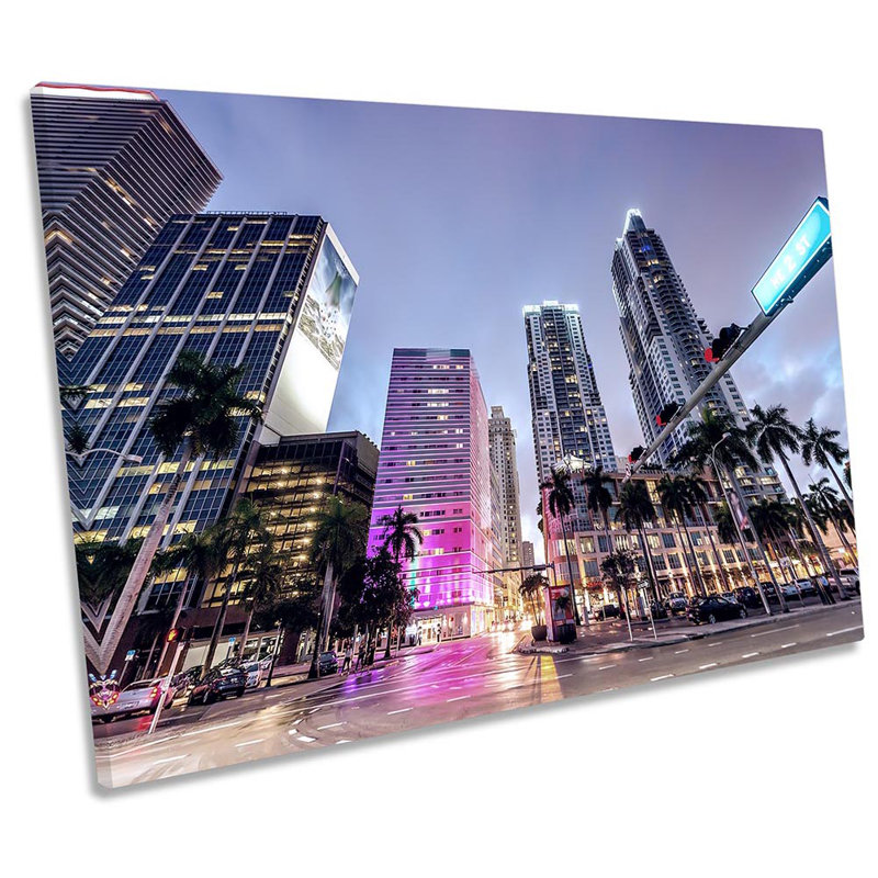 Miami Downtown City - Wrapped Canvas Art Prints, 50.8cm H x 76.2cm W x 2cm D