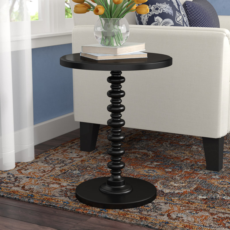 Table de bout à piédestal Fiama, Noir, H 22,25 po x l 17 po