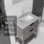Meuble-lavabo autoportant de 61 cm avec lavabo, tiroir à fermeture amortie, comptoir et dosseret en marbre synthétique blanc granité de 5 cm, contreplaqué