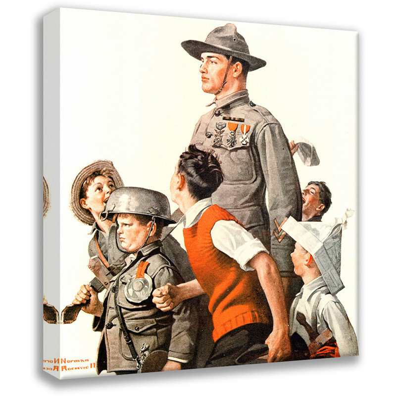 «Hero's Welcome» par Norman Rockwell, toile tendue avec châssis, H 18 po x l 13 po