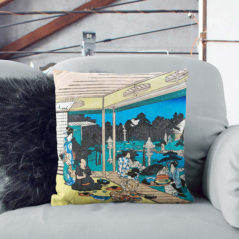 Ushijima by Utagawa Hiroshige Cushion with Filling, 55cm H x 55cm W x 20cm D