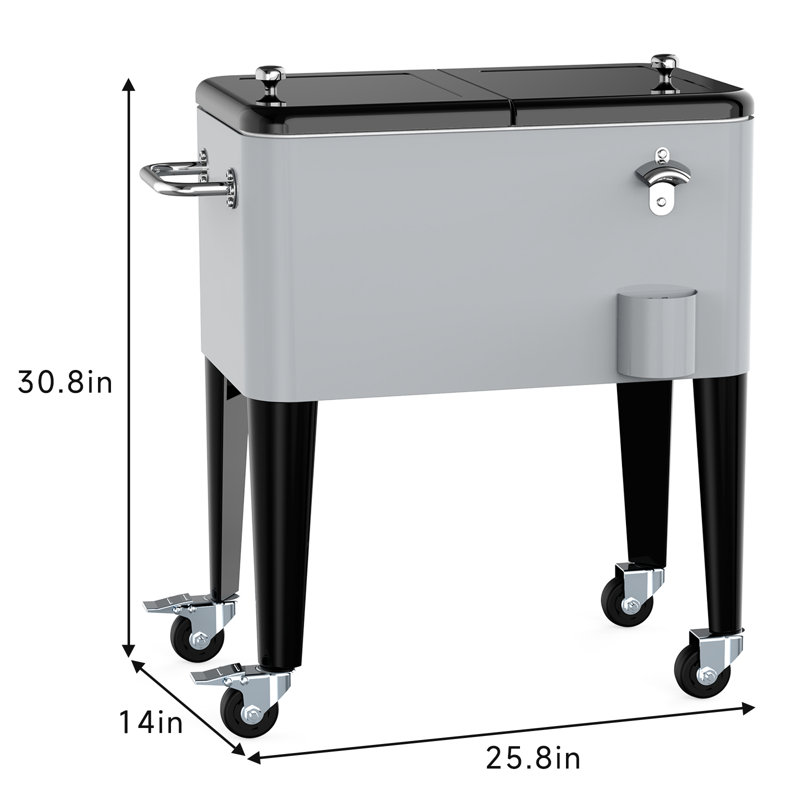 Coffre à glace 60 qt, Argenté / Noir