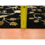 Tapis oriental noir 4 pi x 6 pi, motif botanique sans bordure, mi-laine et mi-soie, tissé dense, velours doux, noué à la main