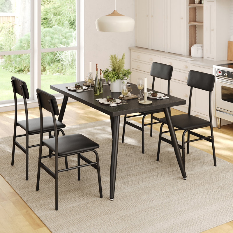Modern 5-Piece Kitchen Table and Chairs, Dining Room Set with 4 Upholstered Chairs, Sturdy Dining Set for Small Spaces, Apartment and Dining Area