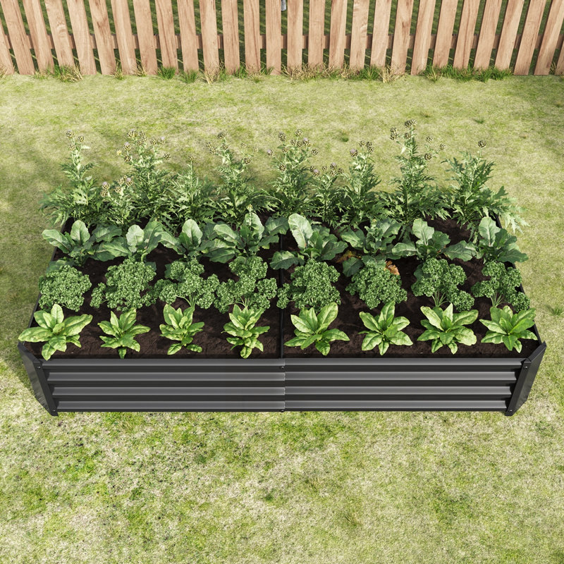 Metal Raised Rectangle Planter Beds, Black