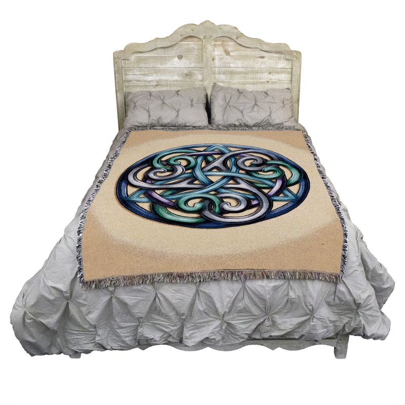 Pure Country Weavers Celtic Grace Blanket by Brigid Ashwood -Trinity Knot Triquetra with Spirals - Gift Tapestry Throw Woven from Cotton - Made in The USA (72x54)