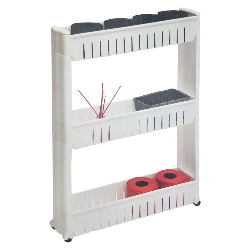 3 Tier Slim Rolling Storage Multi Purpose Laundry Cart 3-Tier, White