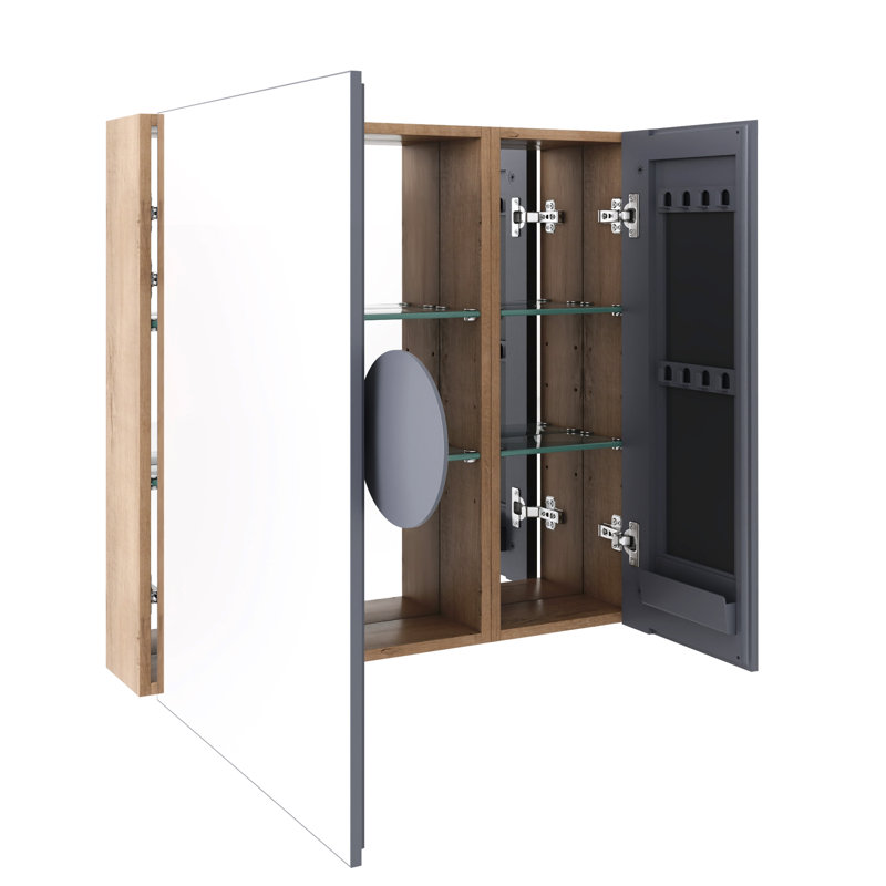 Armoire à pharmacie murale de 33,56 po avec porte miroir et tablettes réglables