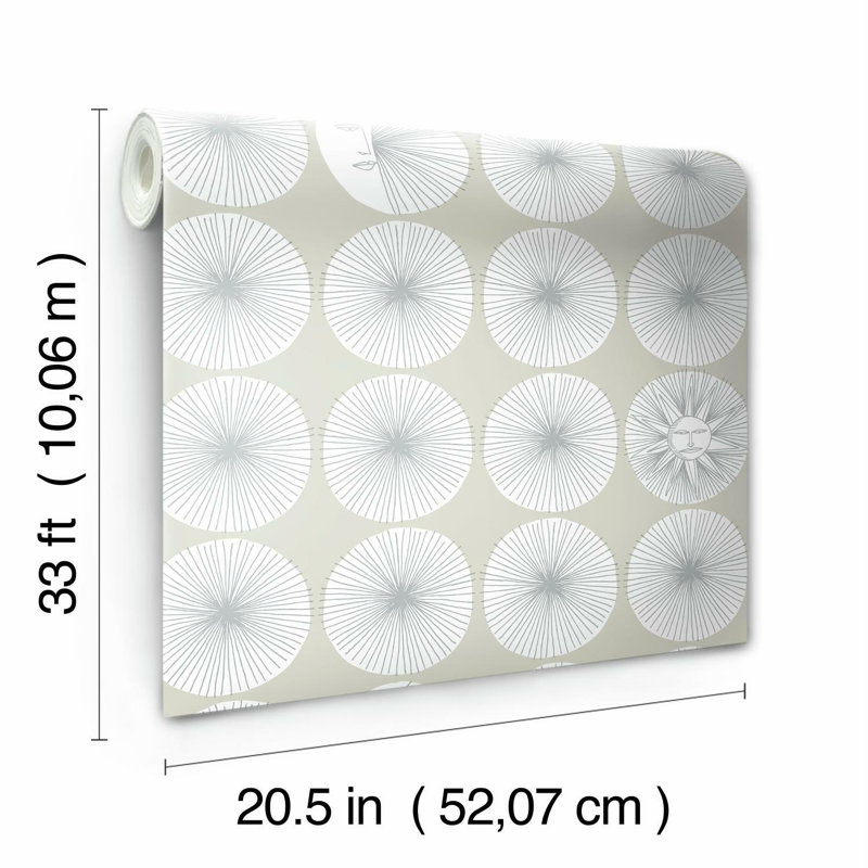 Geometric Peel & Stick Wallpaper Roll, Natural/Silver
