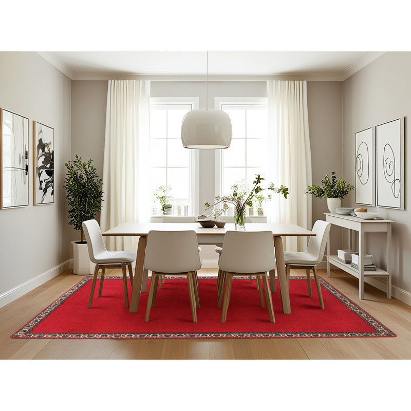Tapis de zone rouge/noir contemporaine, Rectangle 7 pi x 10 pi
