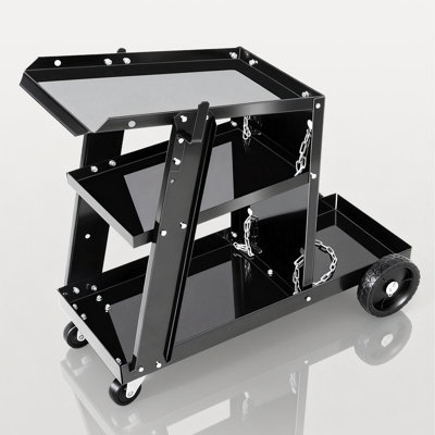 3-Tier Welding Cart, Rolling Welder Cart With Tank Storage Safety Chains For TIG MIG MMA Plasma Cutter Welding Machine