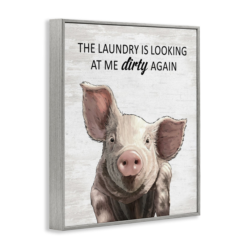 Giclée encadrée par un cochon de linge amusant, Estampe numérique Farmhouse, H 20 po x l 16 po