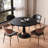 Black Round Solid Wood Dining table-119467277