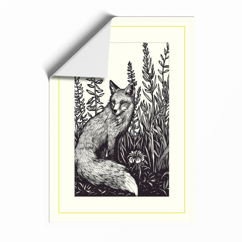 Fox Among Wildflowers Botanical - Print, Unframed, A2 - 59.4 x 42.0 cm