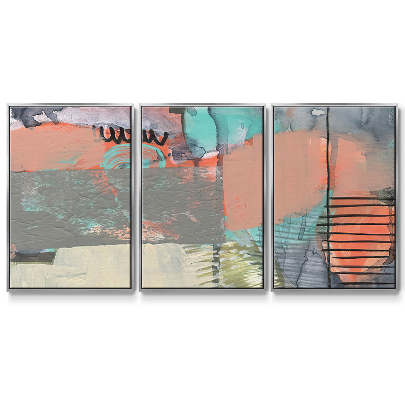 Over, Under & Through II - Toile encadrée multi-pièces, Argenté, H 40 po x l 78 po x P 2 po