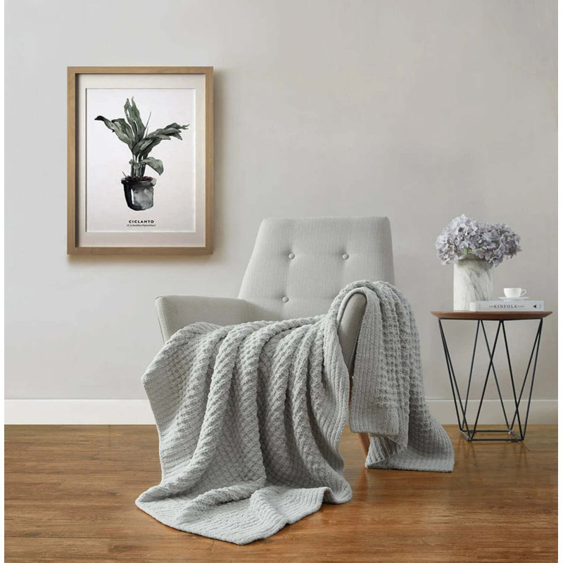 Waffle Throw Blanket, Cloud Gray