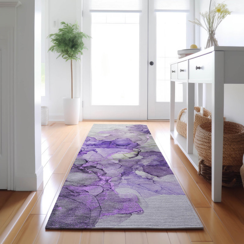 Tapis mauve Cerrito AMF520 lavable à la machine de qualité supérieure Cerrito, Tapis de couloir 2 pi 3 po x 7 pi 6 po
