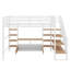 Lit mezzanine double en métal avec escalier, table et tablettes de rangement-1151192531