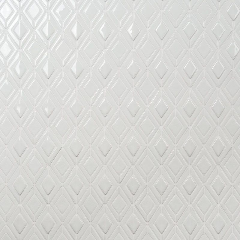 Carrelage mosaïque en verre 4 po x 6 po Divine Jewel (1,19 pi. Ca. / feuille), Blanc glacier