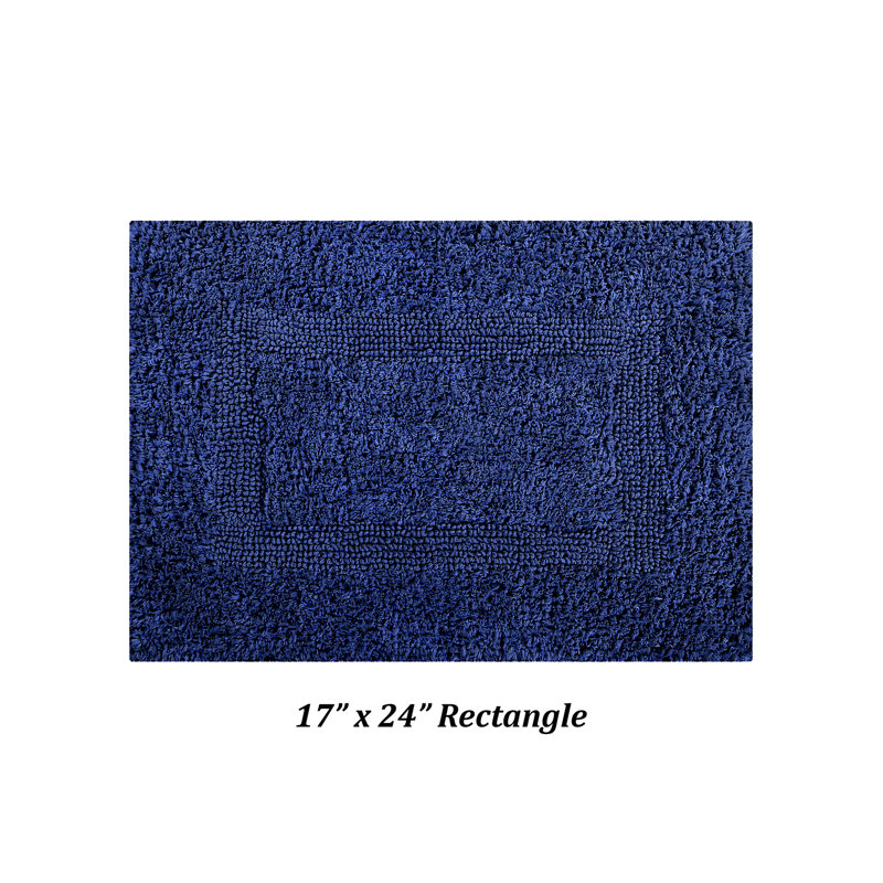 Rozanne Reversible Cotton Bath Rug, 17" x 24" Rectangle, Navy