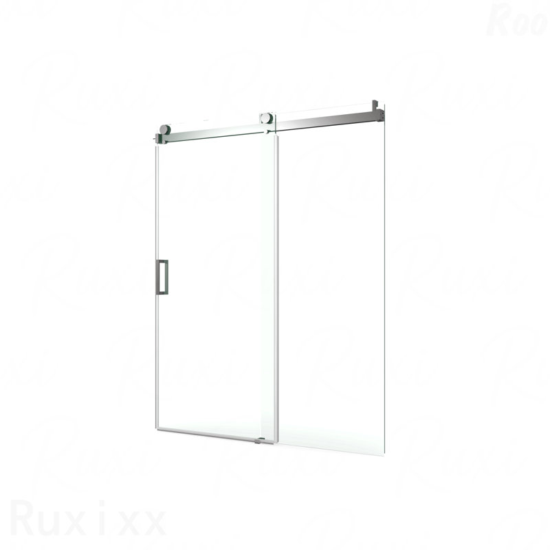 Porte de douche à ouverture coulissante simple sans cadre de 56 po à l 60 po x H 76 po - verre trempé de 3/8 po (10 mm) avec revêtement facile à nettoyer