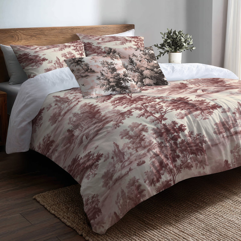 Ensemble de literie 5 pièces French Country - housse de couette et coussin rose