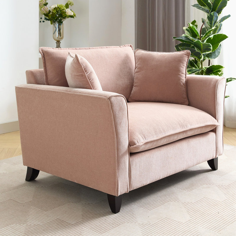 Fauteuil en chenille avec 2 coussins, Rose