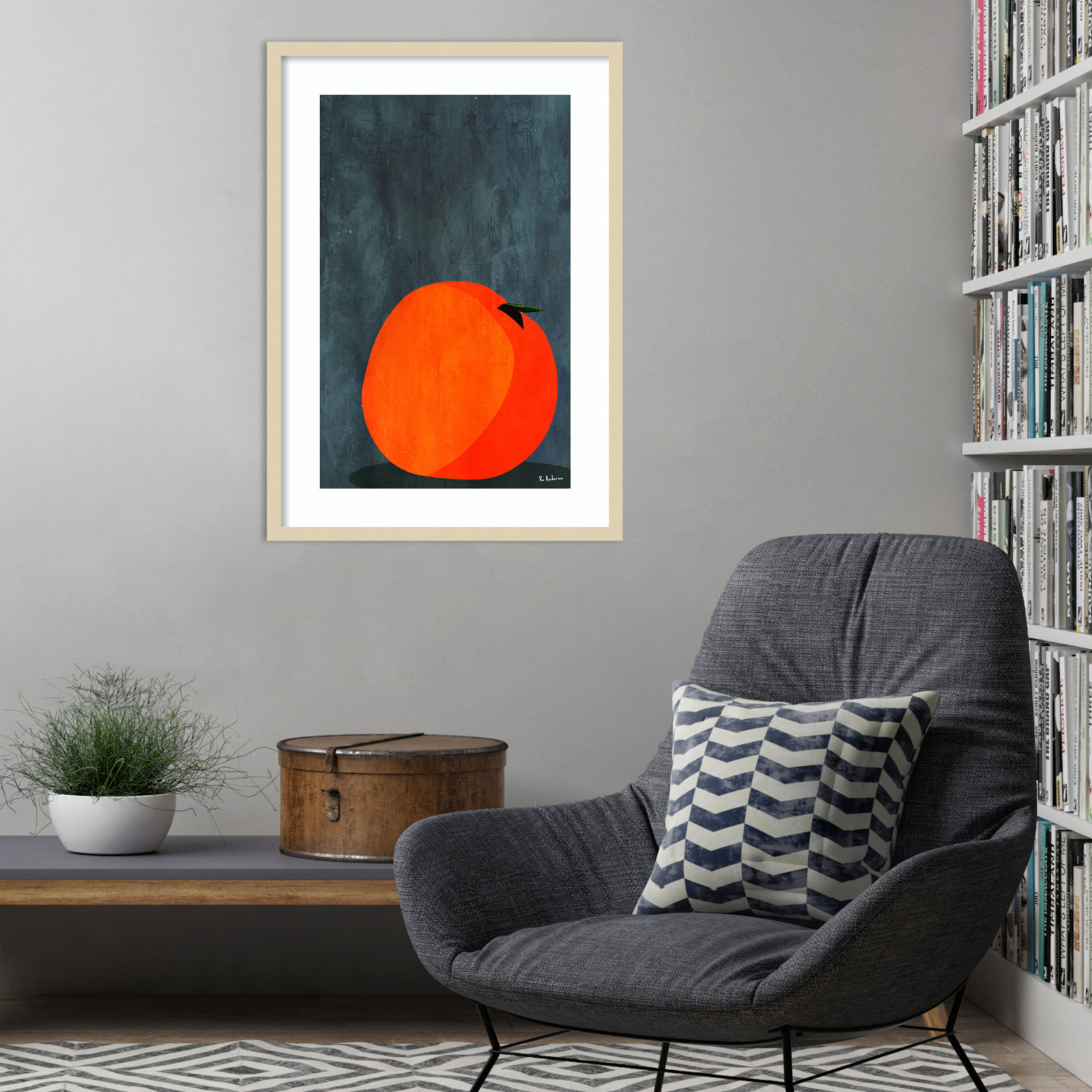 Calmly Sleeping Apple Print, Brown, 31" H x 22" W