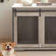 Meuble en bois pour cage de cage de chien avec porte de grange coulissante-1421840617