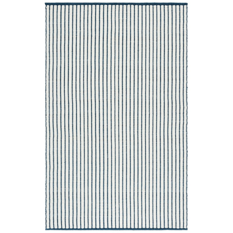 Vermont Hand Woven Wool;Cotton Striped Indoor Rug, Rectangle 9' x 12'