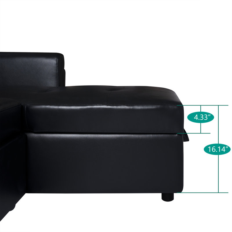 Naara Sectional Sleeper Couch with Storage Pull Out White Couch Bed, Reversible Sleeper Sofa Couch, Espresso