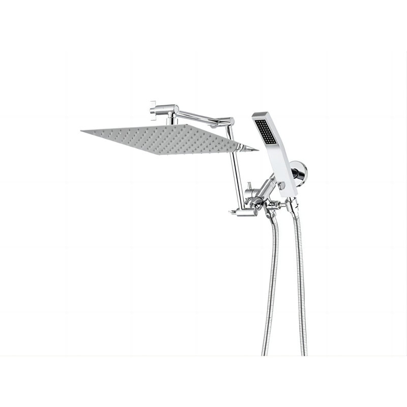 Pomme de douche double tout en métal, Chrome