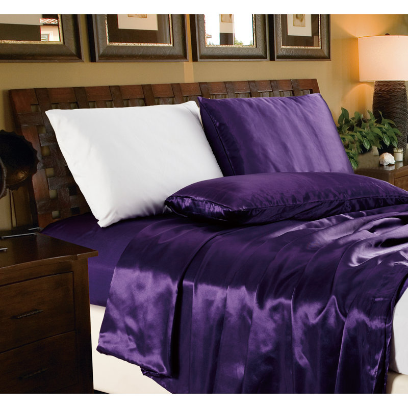 Satin Sheet Set, California King, Silver