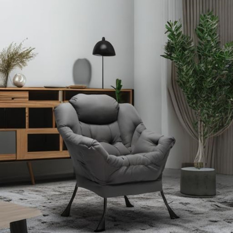 Chaise longue surdimensionnée avec accoudoirs - Chaise de lecture moelleuse pour le salon, la chambre à coucher et les petits espaces - Support ergonomique et structure en acier robuste - Assemblage facile et base antidérapante