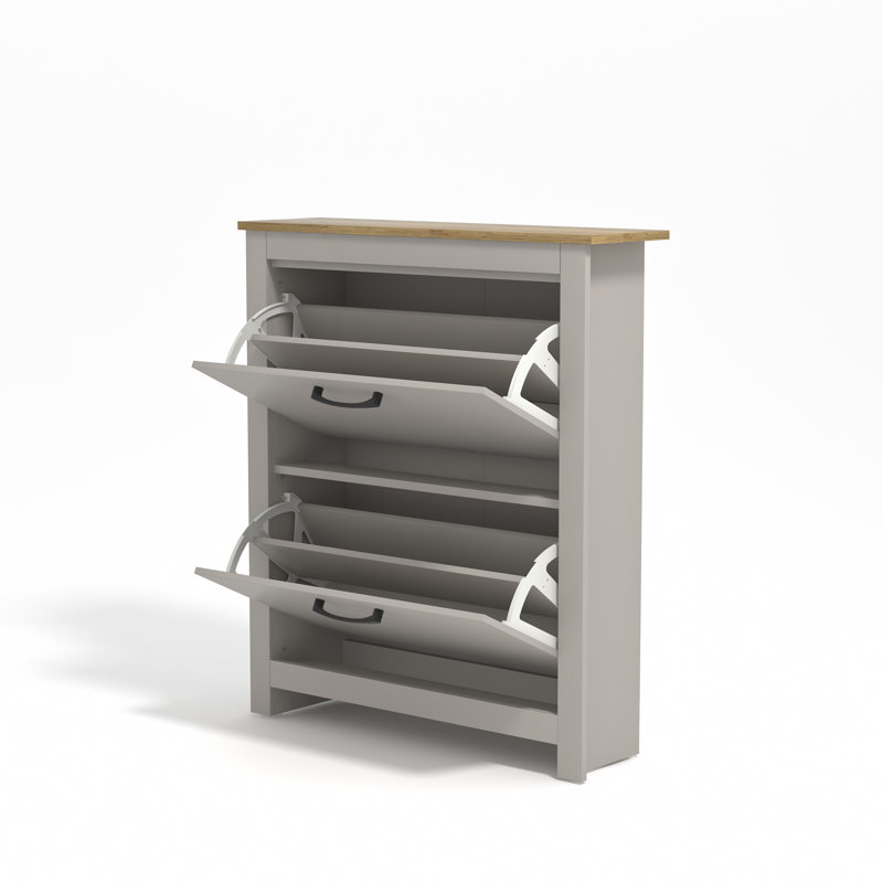 Limestone 2 Flip Door Shoe Storage Cabinet, Light Grey