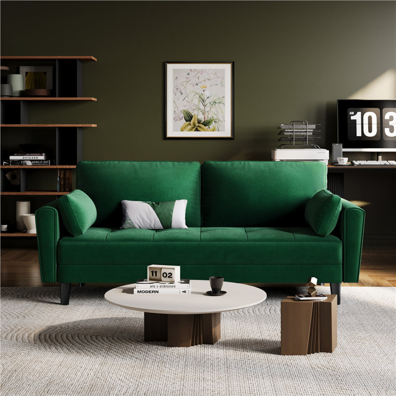 2 Seater Linen Loveseat, Green