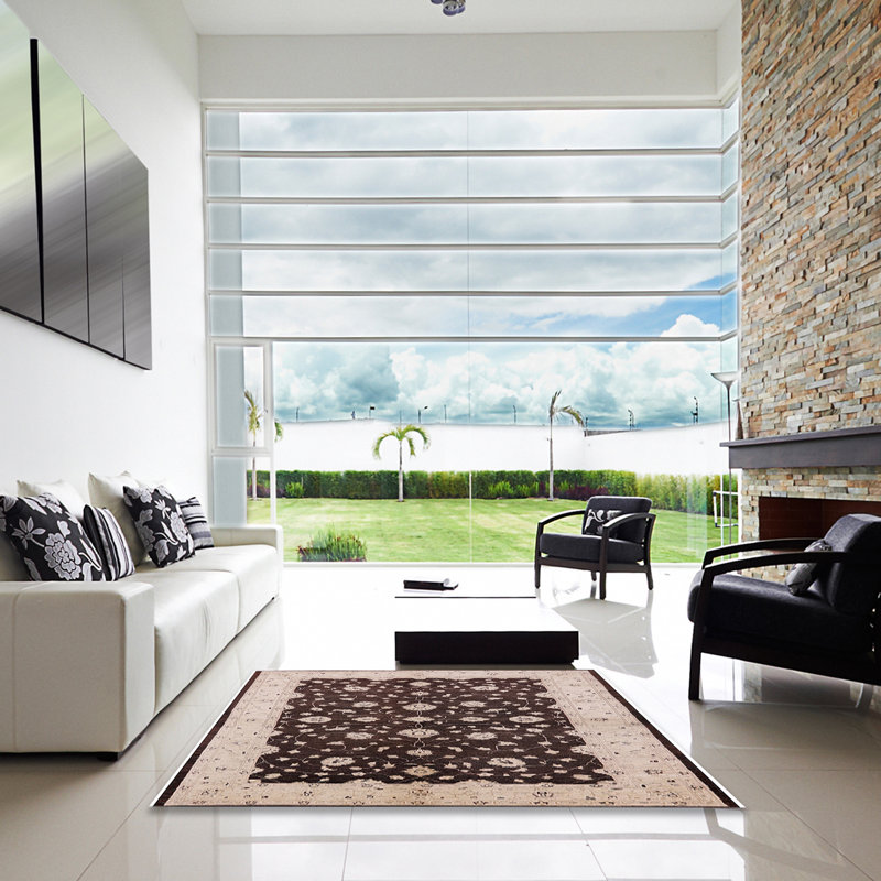 Tapis beige / brun Floy, Carré 3 pis