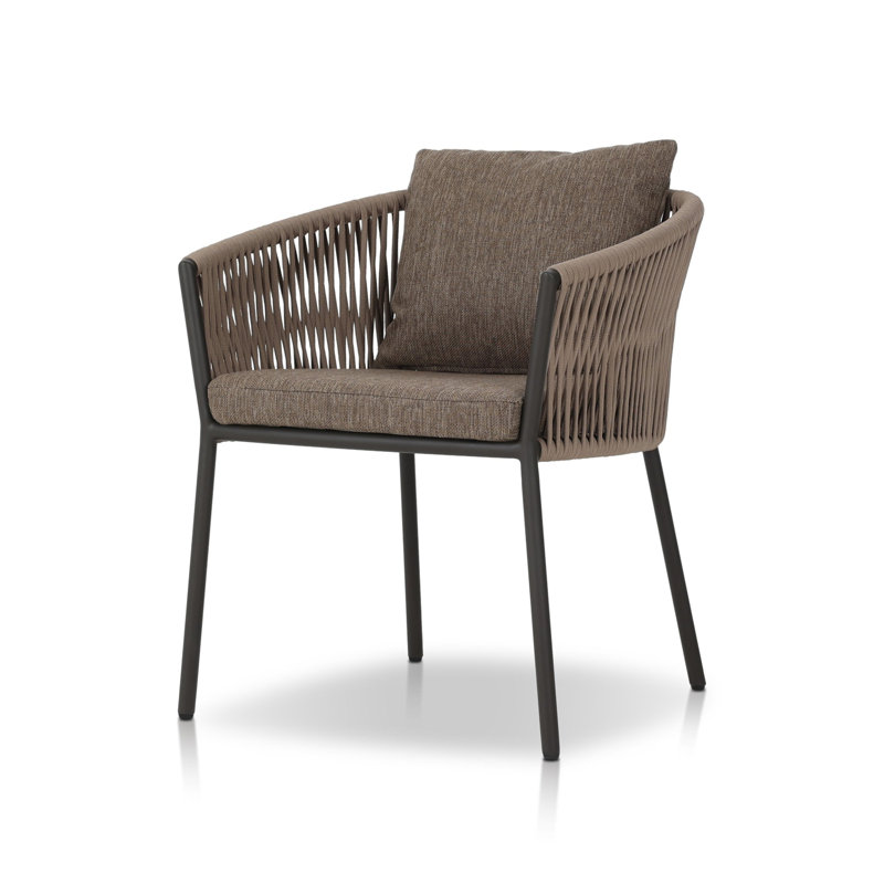 Chaise de patio avec coussin, Ellor brun, Bronze
