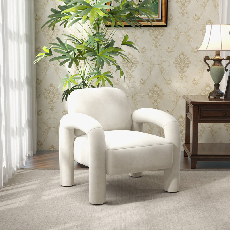 Iryanna Velvet Armchair, Beige Velvet, 1