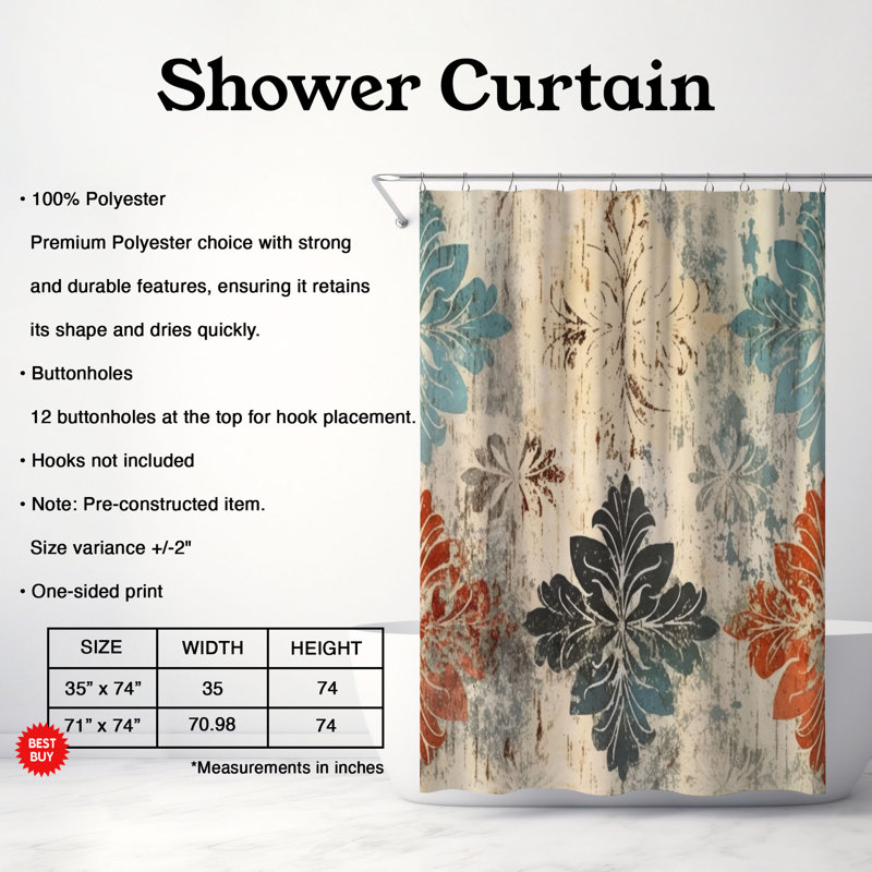 Rideau de douche Premium, H 74 po x l 71 po