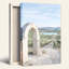 «Stone Archway» donnant sur les rangées de vignes et le lac bleu, art mural sur toile-133462498