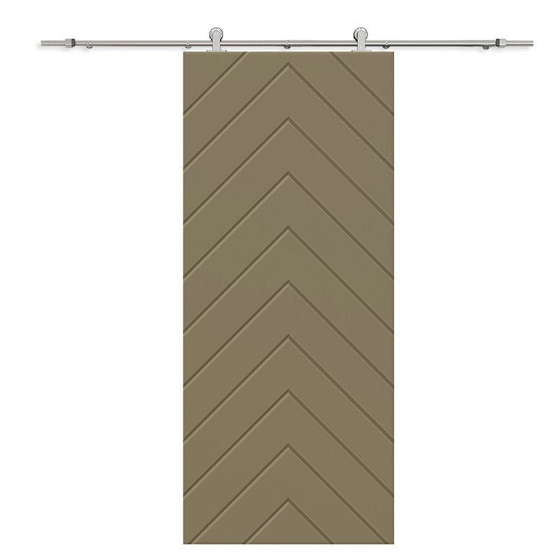 Porte de grange à panneaux et en bois manufacturé avec quincaillerie d'installation, 36 po x 84 po, Vert olive