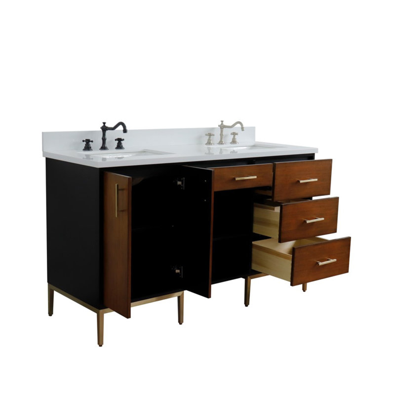 Ensemble de meuble-lavabo double 61 ", Blanc