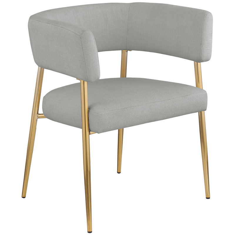 Kleanthi Linen Textured Fabric Dining Chair, Grey Linen Textured Fabric