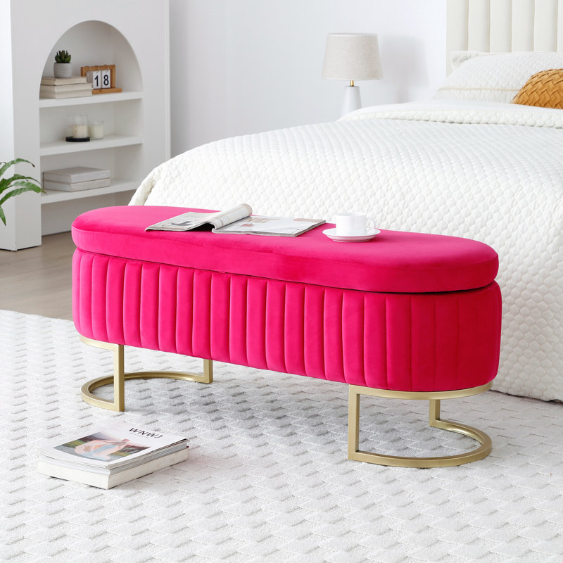 Storage Bedroom Bench, Entryway Bench, Bedroom Bench, Upholstered Bench, indoor Bench, Rose Red