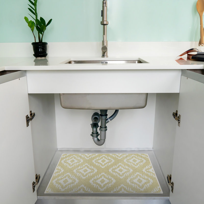 Birgid Geometric Non-Skid Kitchen Mat, Beige