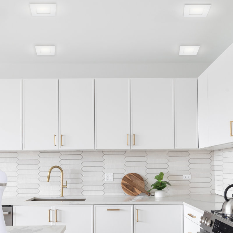 12 Watt LED Direct Wire Downlight Edge-Lit 6-Inch CCT Selectable Square Remote Driver, White